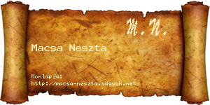 Macsa Neszta névjegykártya